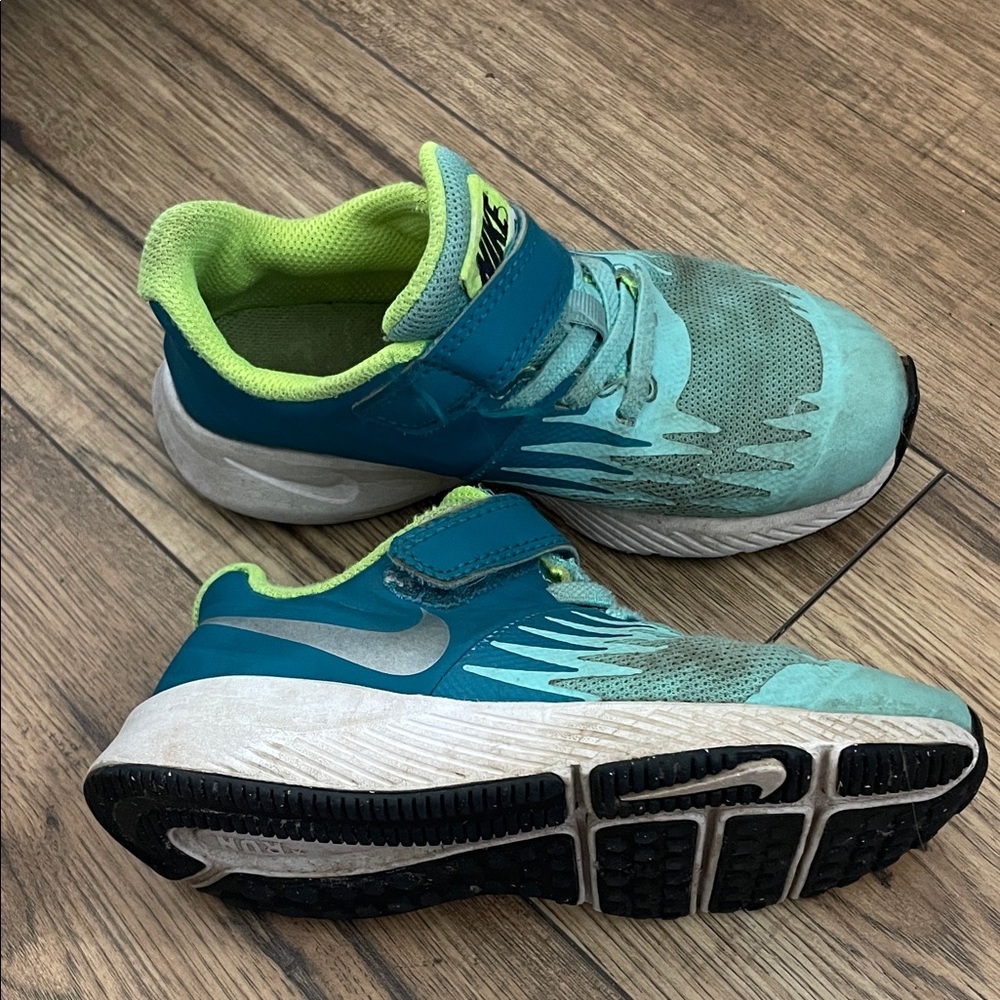 Nike Kids Teal and Lime Sneakers - Picture 3 of 3